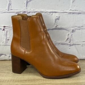 Madewell The Laura Chelsea Boot Women's 8.5 Block Heel English Brown Leather